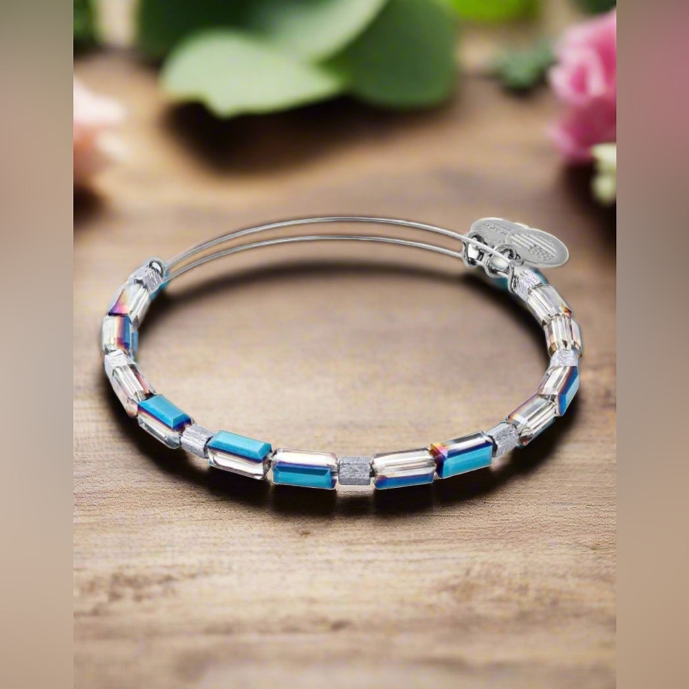 Alex and Ani - Aurora Blaze, Midnight Blue, Swarovski Crystal, NWT+Sticker Card